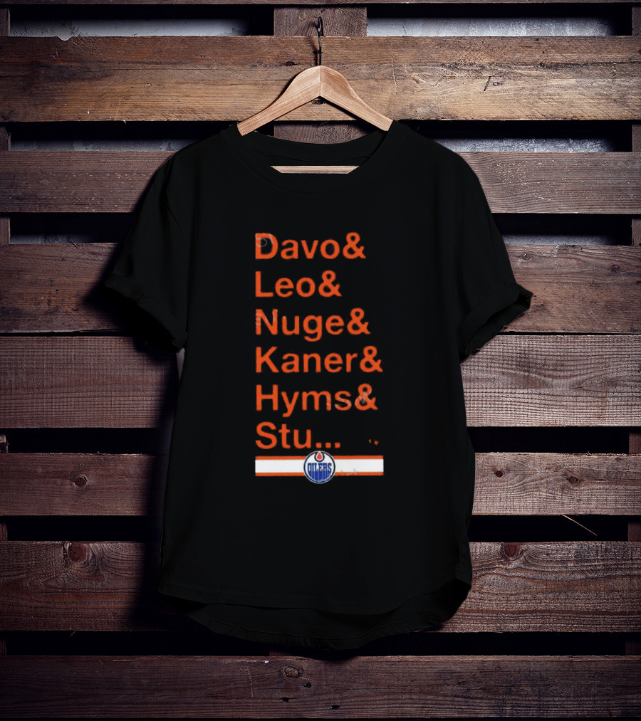 Davo Leo Nuge Kaner Hyms Stu Edmonton Oilers Logo Team Nickname Blue T-Shirt