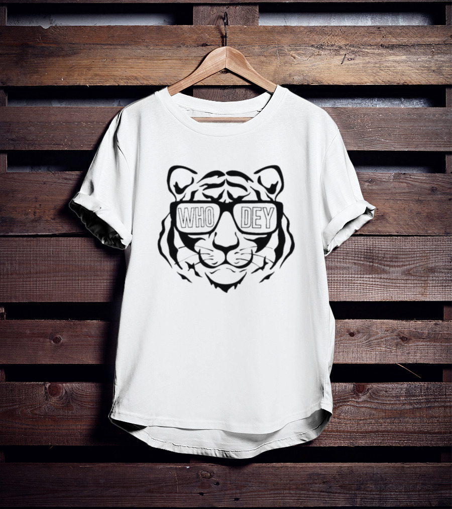 White Bengals Tiger Who Dey Cincinnati Football Sunday Funday Helmet T-Shirt