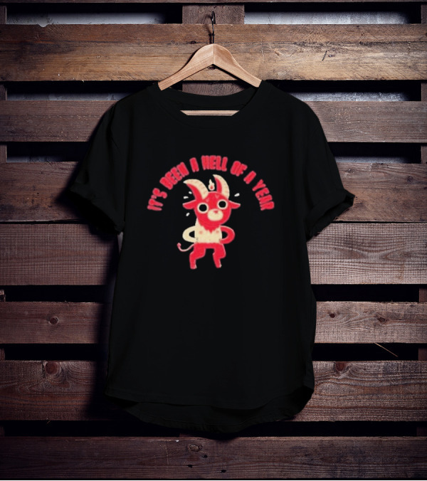 It’s Been A Hell Of A Year Red Cartoon Goat With Horns T-Shirt