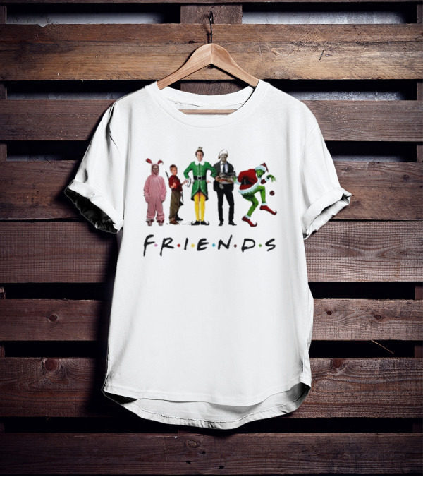 Friends Christmas Elf Grinch Bunny Ross Matthew Perry Funny Christmas Party T-Shirt