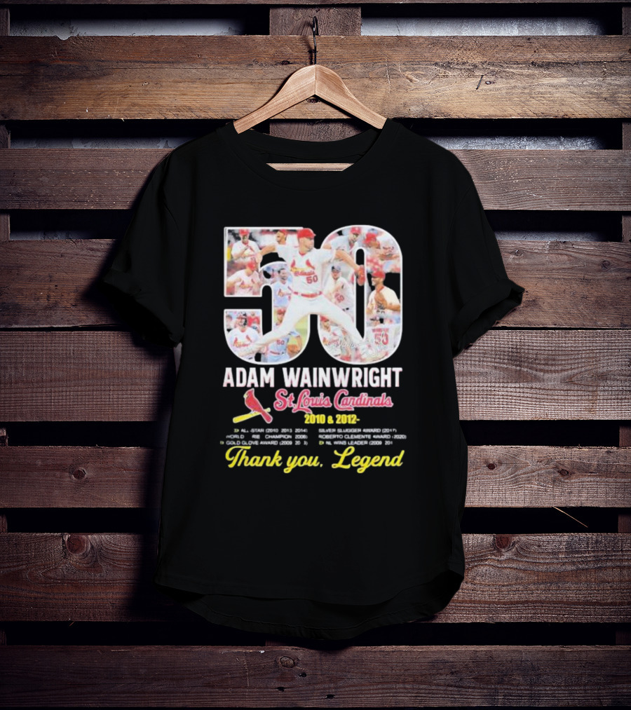 Adam Wainwright St Louis Cardinals 2010 2012 50 Thank You Legend T-Shirt