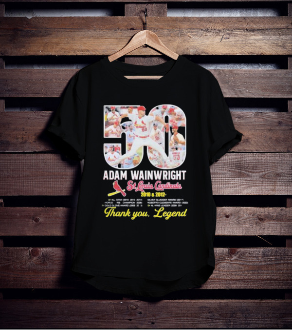 Adam Wainwright St Louis Cardinals 2010 2012 50 Thank You Legend T-Shirt