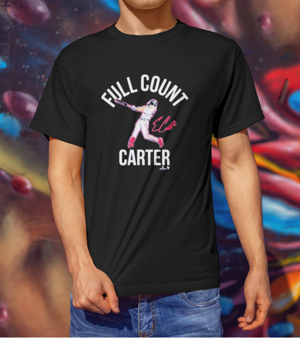 Full Count Carter Breakingt Evan Carter Baseball Player Signature T-Shirt