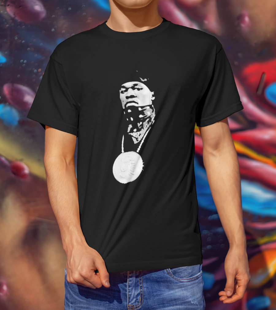 Drake Ibashar Bandana Portrait With Large Medal Necklace T-Shirt