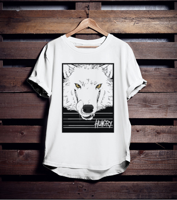 Sloshdog Hungry Wolf Face Yellow Eyes T-Shirt
