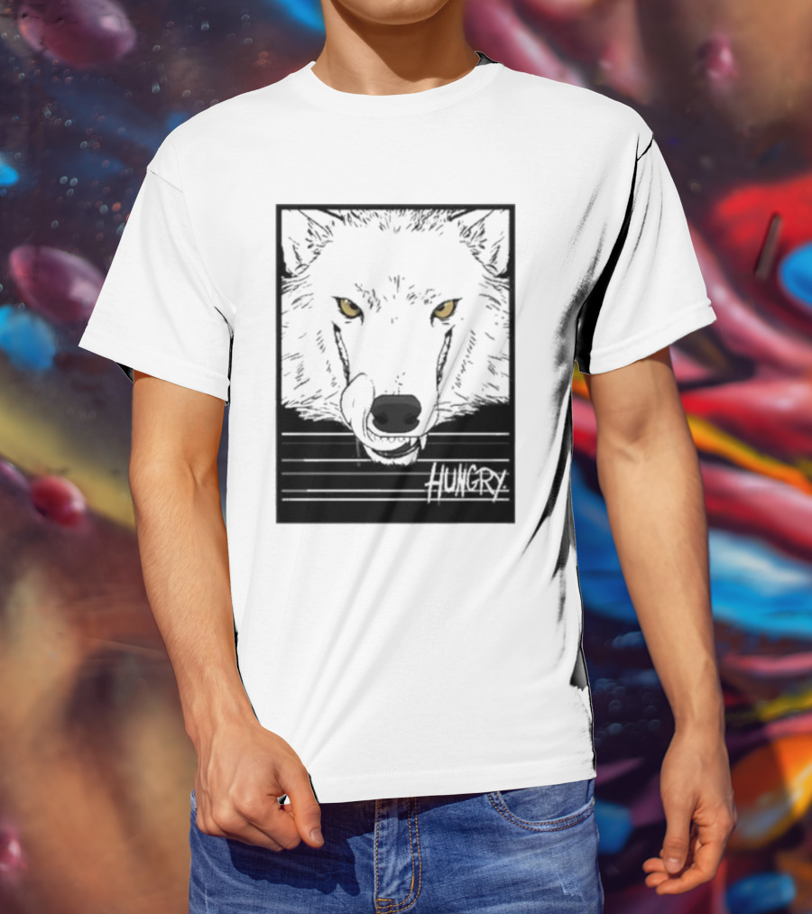 Sloshdog Hungry Wolf Face Yellow Eyes T-Shirt