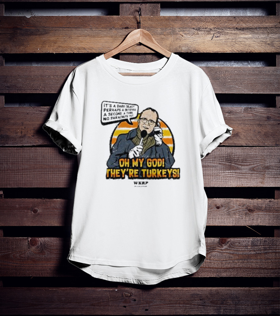 WKRP Oh My God They’re Turkeys Dark Object Parachute T-Shirt