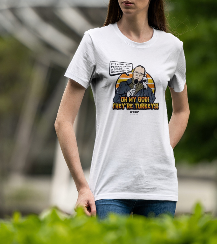 WKRP Oh My God They’re Turkeys Dark Object Parachute T-Shirt