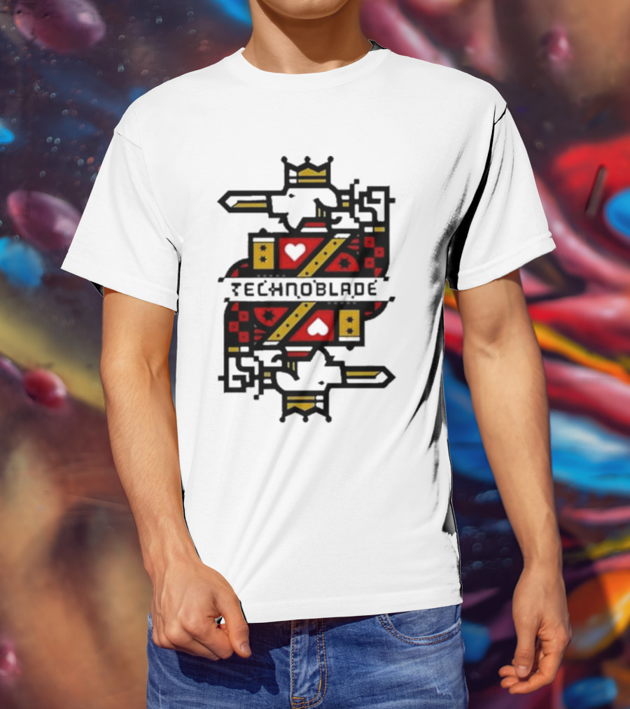 Technoblade Crowned Warrior Card Heart Sword T-Shirt