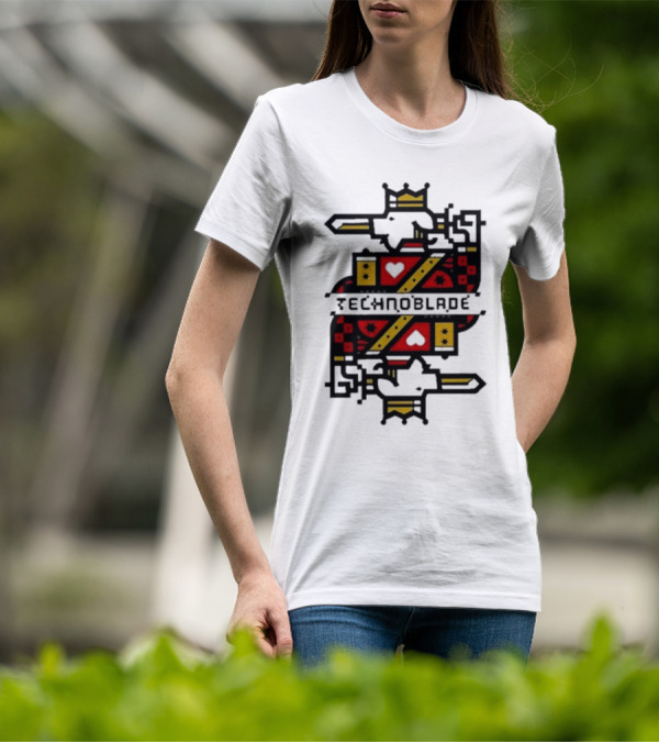 Technoblade Crowned Warrior Card Heart Sword T-Shirt
