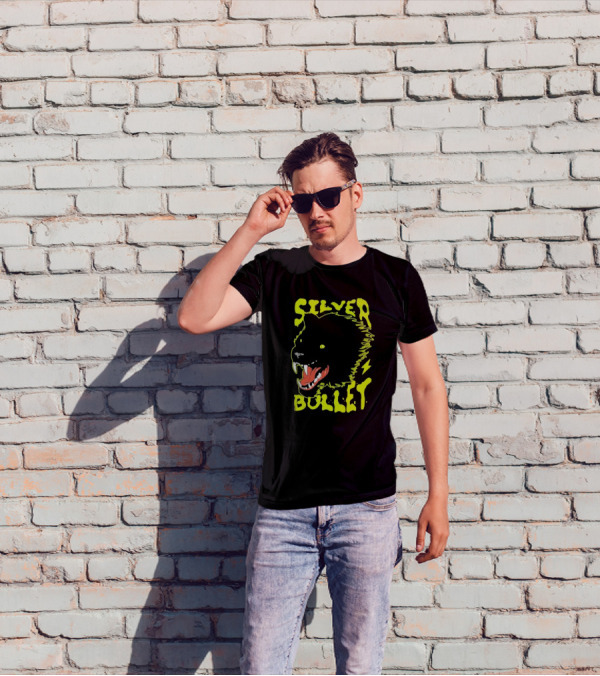 Silver Bullet Werewolf Face Neon T-Shirt