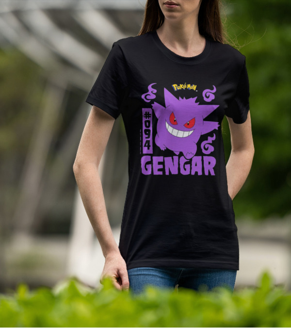 Pokémon #094 Gengar With Iconic Design And Purple T-Shirt