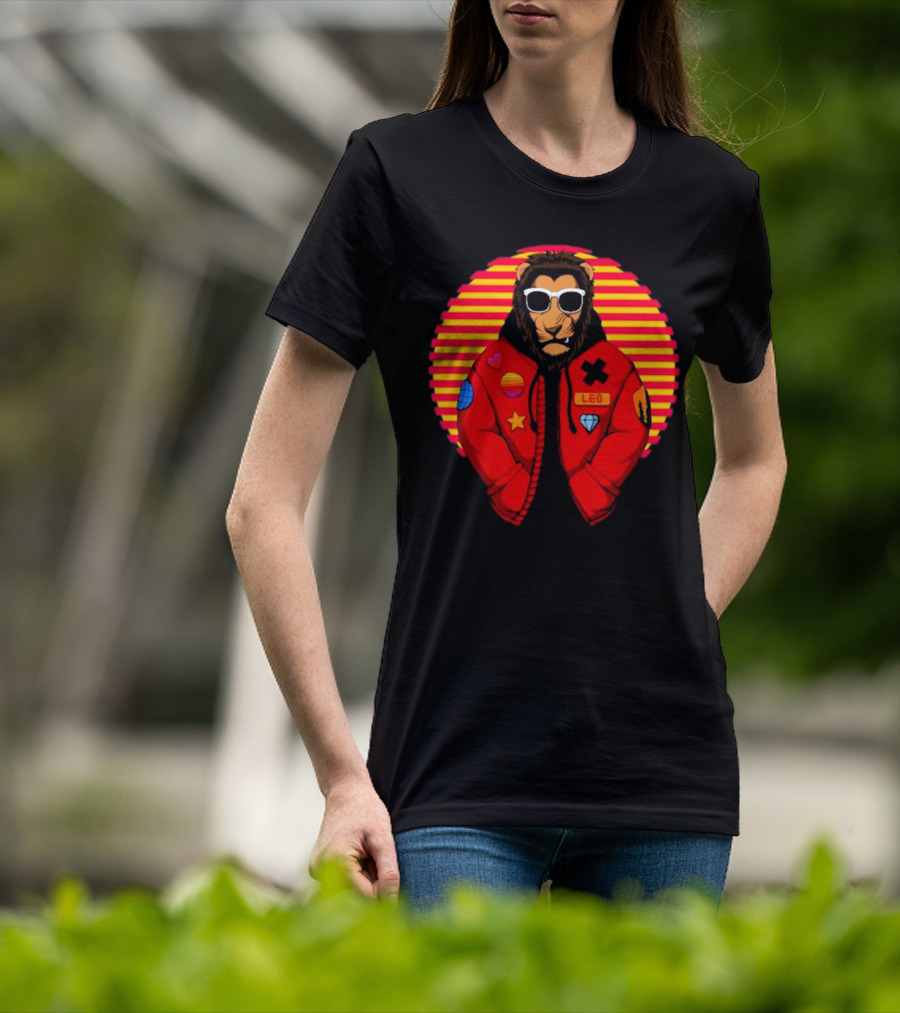 Captainsauce Merch Cool Lion Leo Jacket Retro Stripes T-Shirt