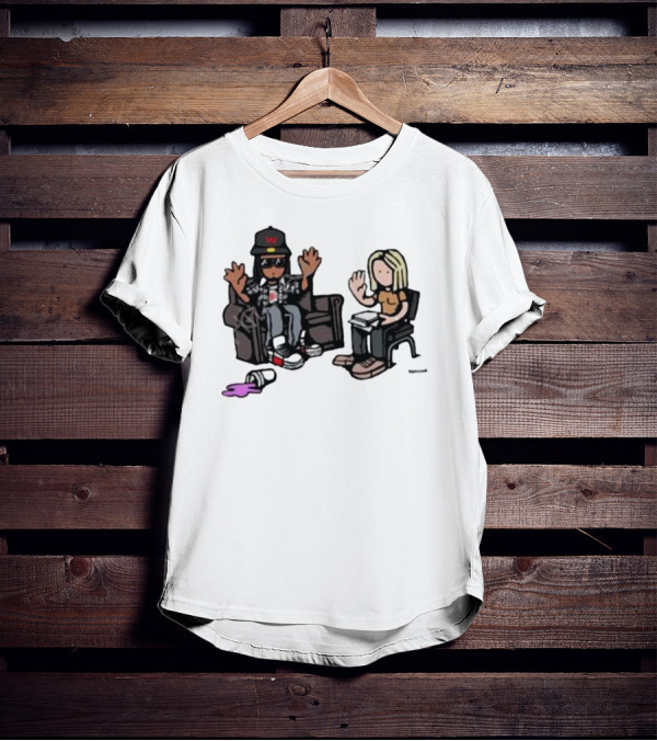 Cartoon Lil Wayne Interview Scene With Spilled Cup T-Shirt