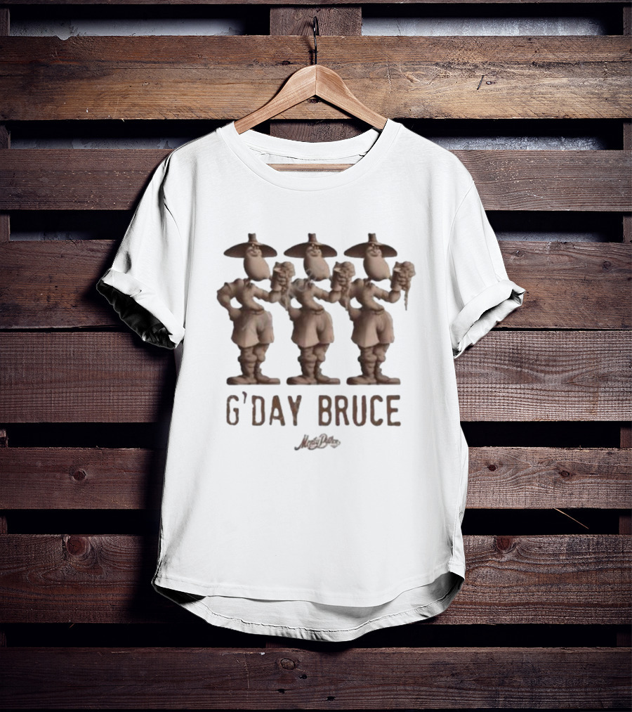 Monty Python G’day Bruce Three Figures Holding Mugs T-Shirt