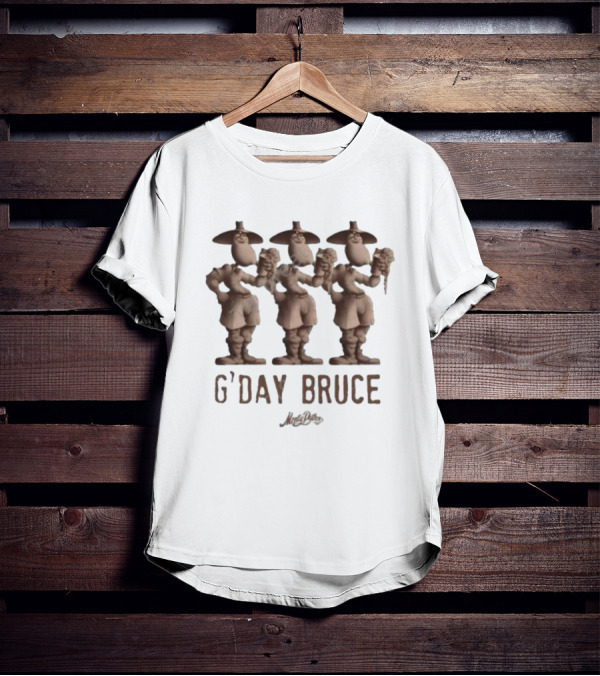 Monty Python G’day Bruce Three Figures Holding Mugs T-Shirt