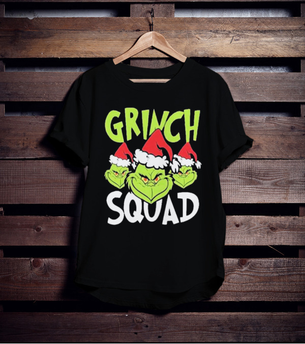 Grinch Squad Christmas Santa Hat Trio T-Shirt