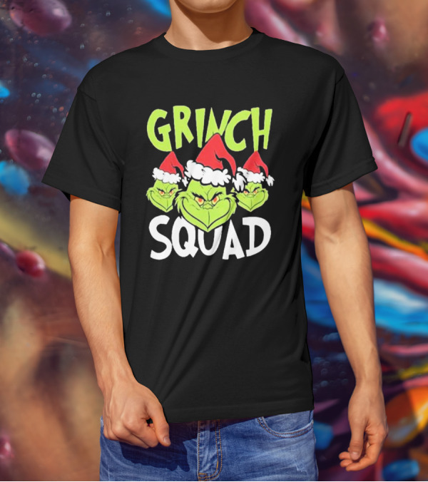 Grinch Squad Christmas Santa Hat Trio T-Shirt