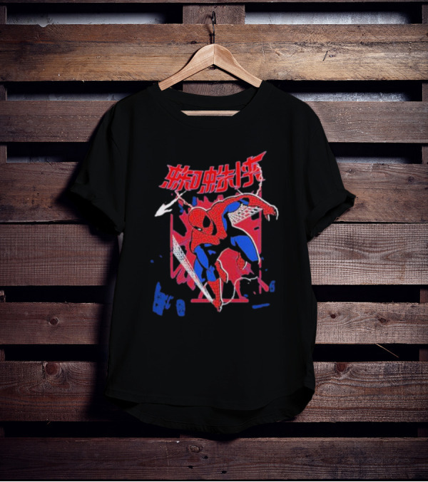 Marvel Spiderman Comics Chinese Text T-Shirt