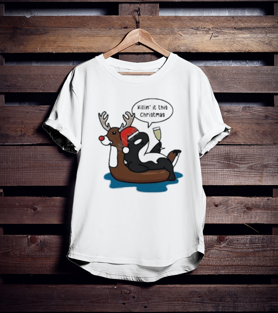 Killin' It This Christmas Dolphin Orca Reindeer T-Shirt
