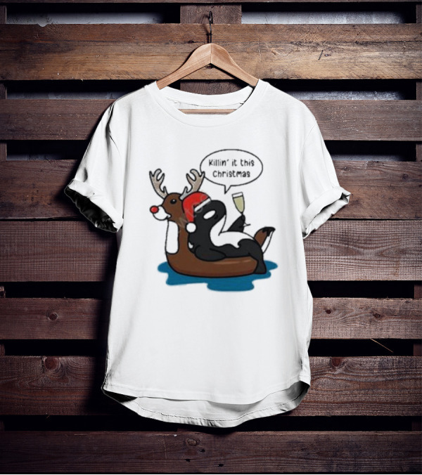 Killin' It This Christmas Dolphin Orca Reindeer T-Shirt