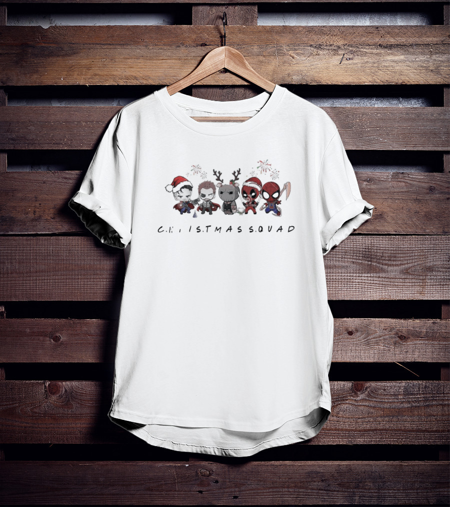 Chibi Santa Avengers Christmas Squad Christmas Groot Reindeer Deadpool Spiderman Holiday Characters T-Shirt