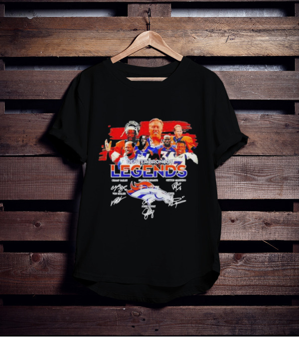 Denver Broncos Legends Champ Bailey Shannon Sharpe Peyton Manning Von Miller John Elway Signatures Vintage T-Shirt