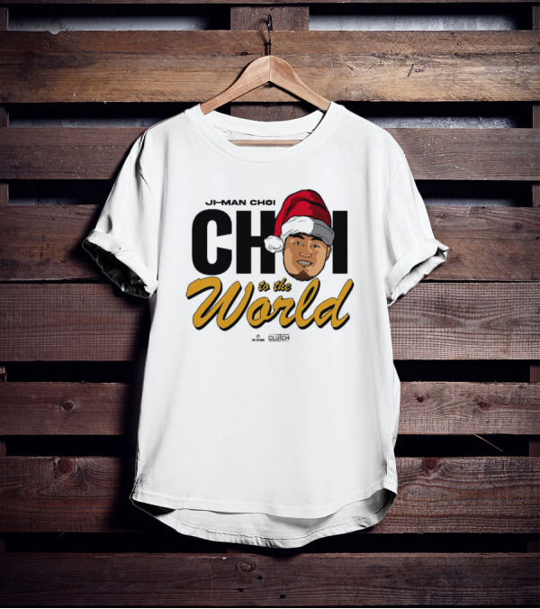 Ji-Man Choi Choi To The World Christmas Clutch Baseball Santa Hat T-Shirt