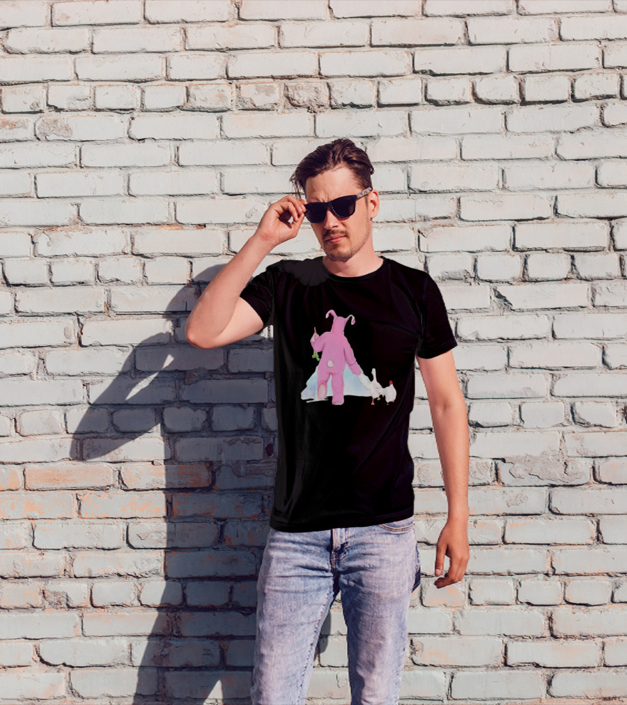 Matthew Perry Pink Bunny Holding Chicken T-Shirt