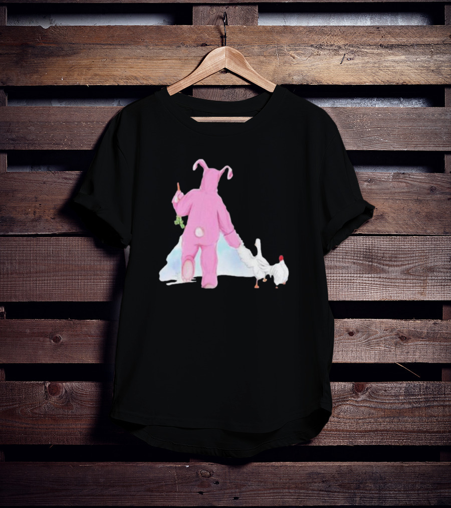 Matthew Perry Pink Bunny Holding Chicken T-Shirt