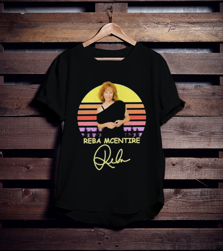 Reba McEntire Vintage Smile Signature Retro Sunset Image T-Shirt