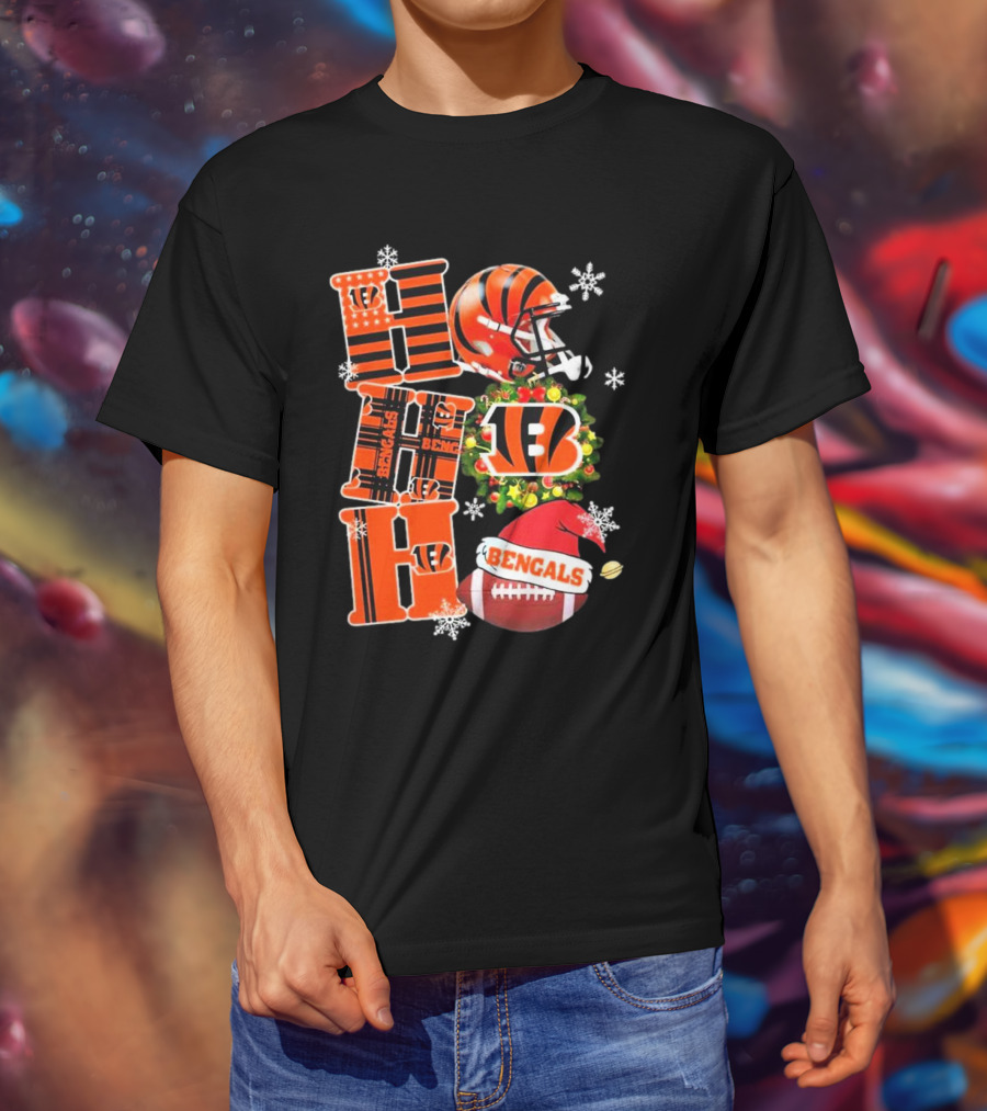 Cincinnati Bengals Ho Ho Ho Christmas Football Team T-Shirt