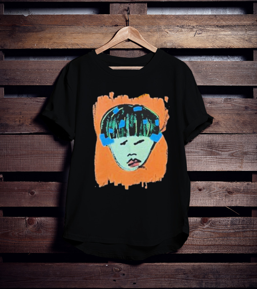 Ryan Harper Gray Iconic Abstract Portrait On Vibrant Orange Background T-Shirt