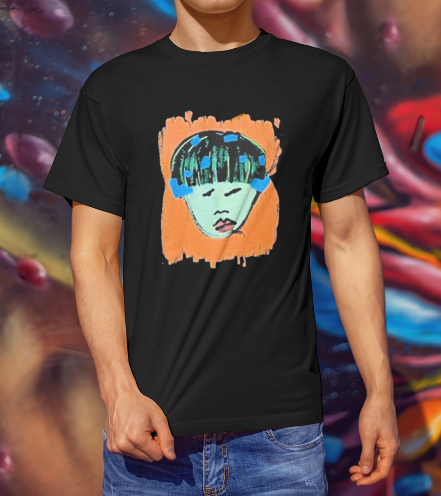 Ryan Harper Gray Iconic Abstract Portrait On Vibrant Orange Background T-Shirt