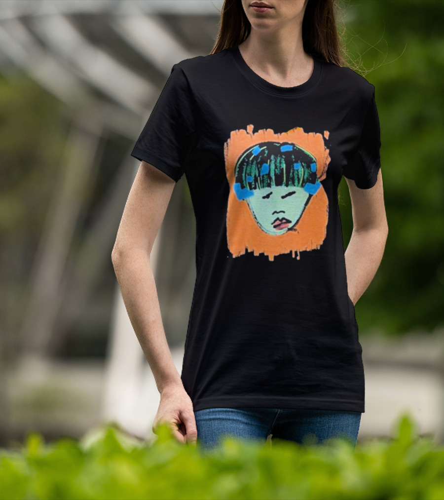 Ryan Harper Gray Iconic Abstract Portrait On Vibrant Orange Background T-Shirt