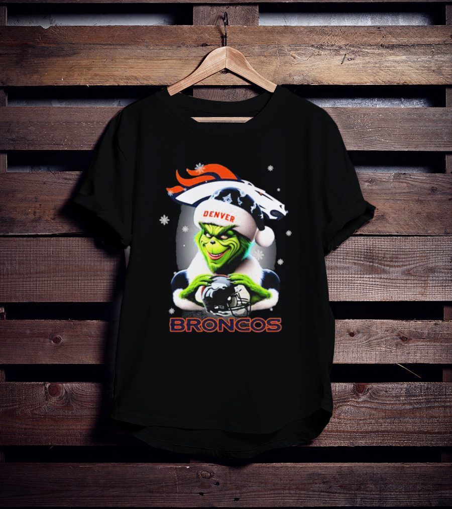 Santa Grinch Merry Christmas Denver Broncos Love T-Shirt