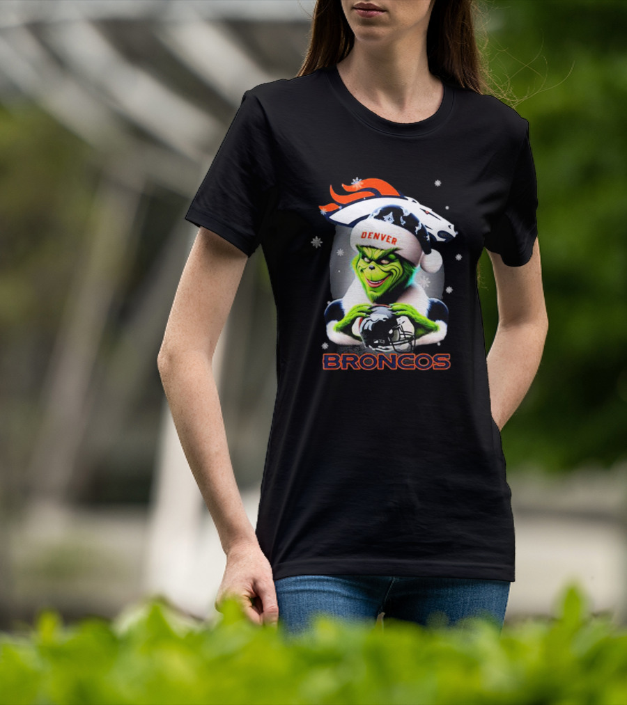 Santa Grinch Merry Christmas Denver Broncos Love T-Shirt