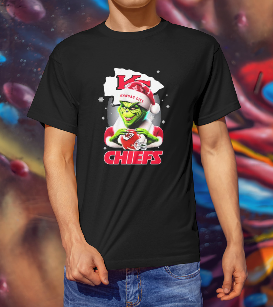 Kansas City Chiefs Grinch Santa Christmas T-Shirt