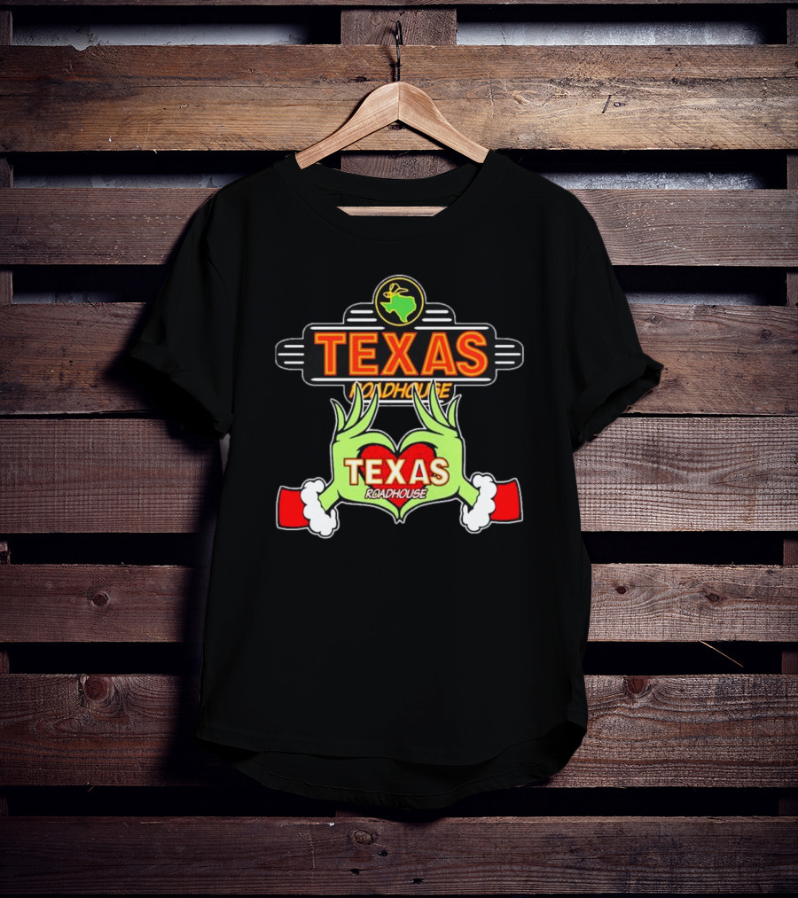 Texas Roadhouse Grinch Hand Love Christmas T-Shirt