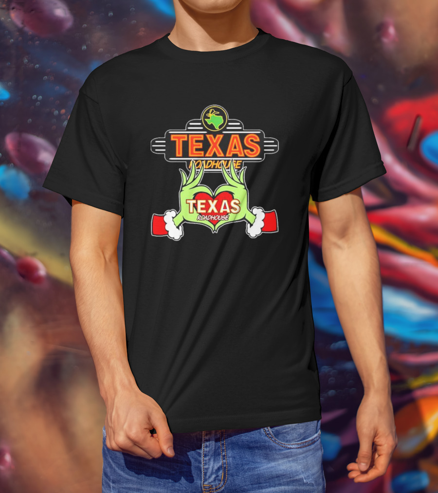 Texas Roadhouse Grinch Hand Love Christmas T-Shirt