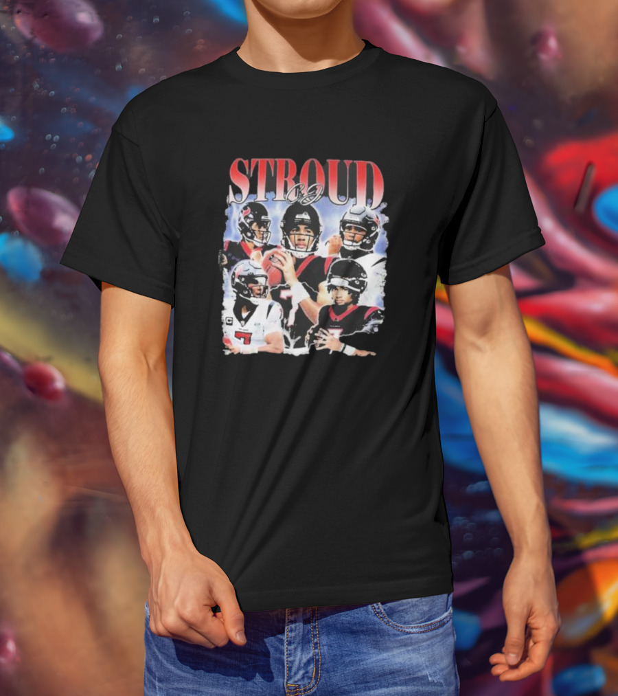 Stroud CJ Football 90s Style Houston NFL Quarterback Vintage Images T-Shirt