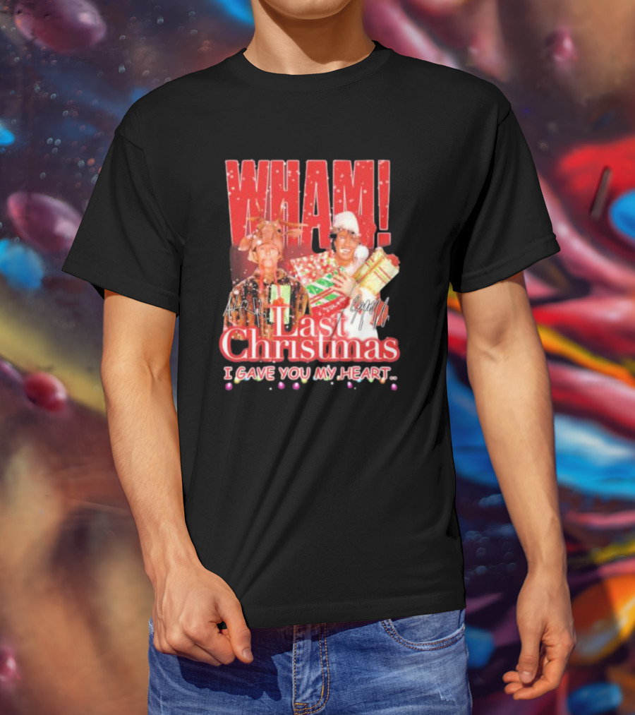 WHAM Last Christmas I Gave You My Heart Signature Holiday Image T-Shirt
