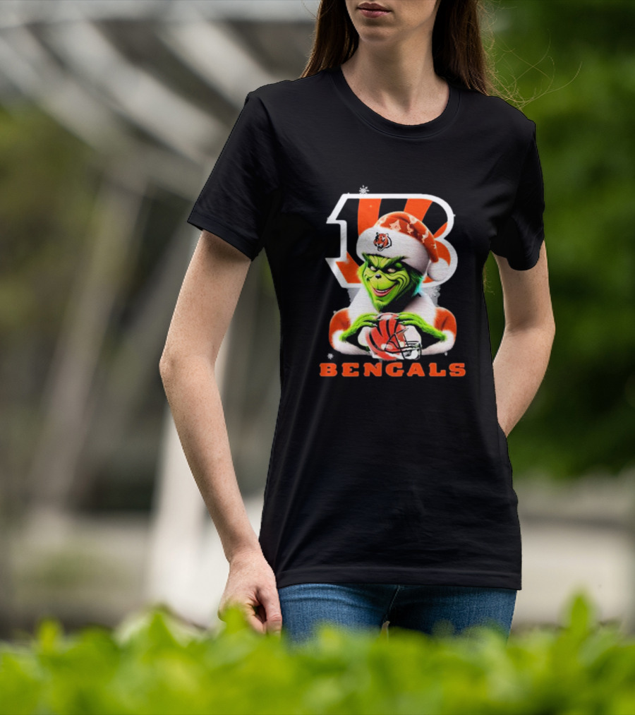 Santa Grinch Cincinnati Bengals Christmas Football T-Shirt