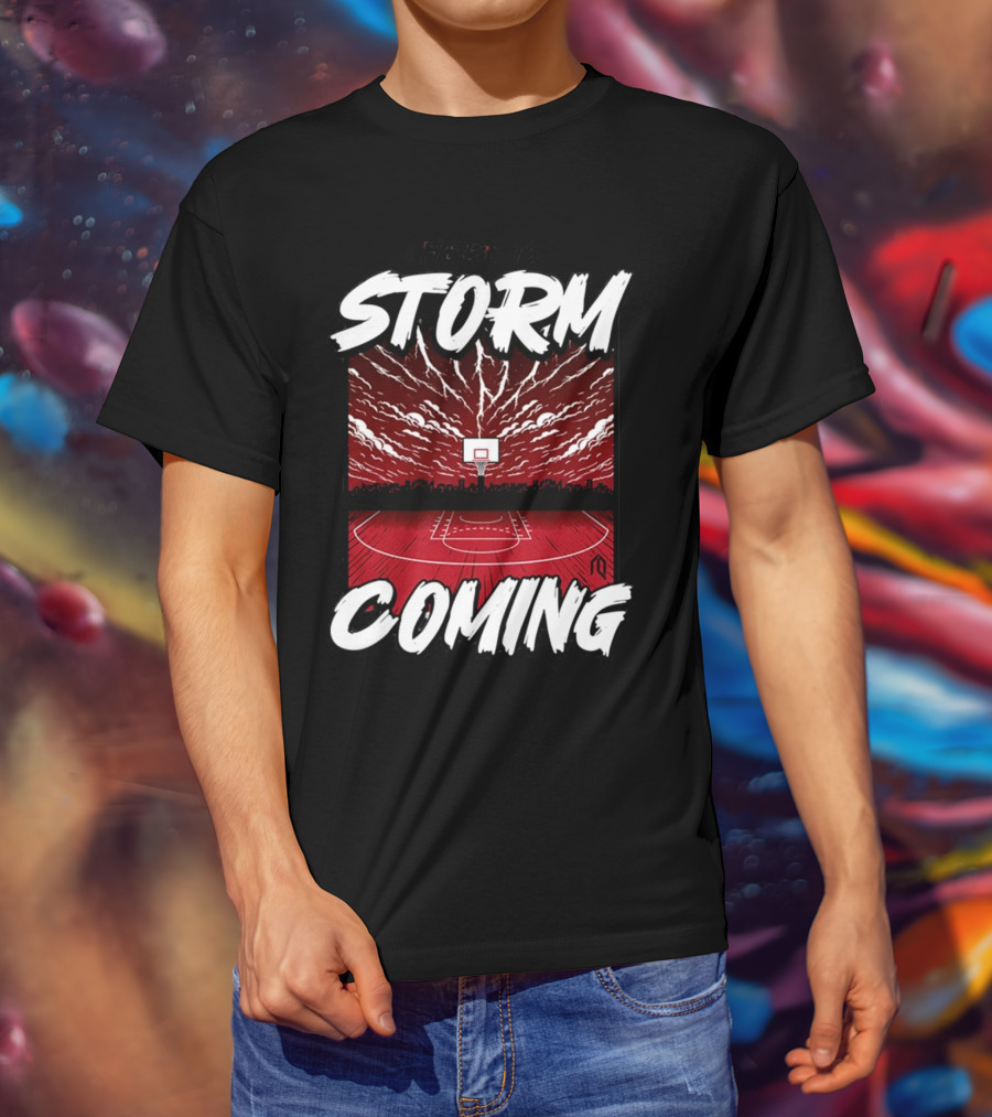Athletelogos There Is A Storm Coming Basketball Court Thunderous Sky T-Shirt