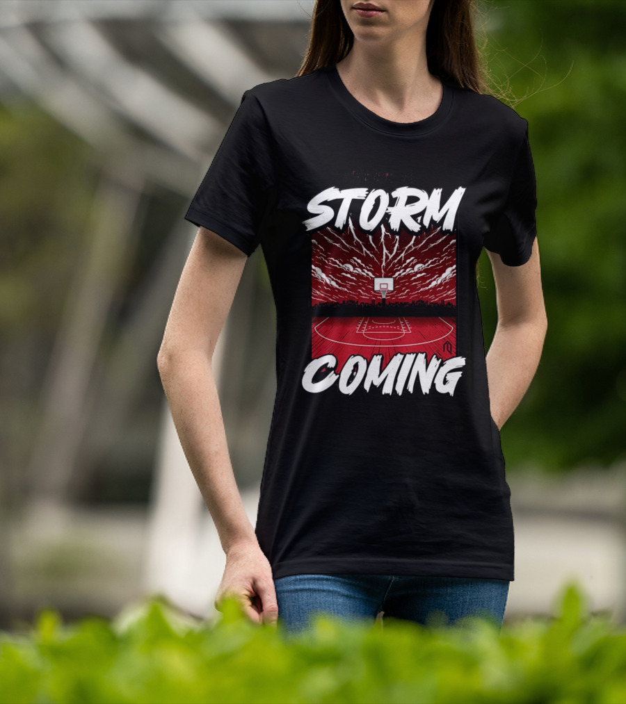 Athletelogos There Is A Storm Coming Basketball Court Thunderous Sky T-Shirt