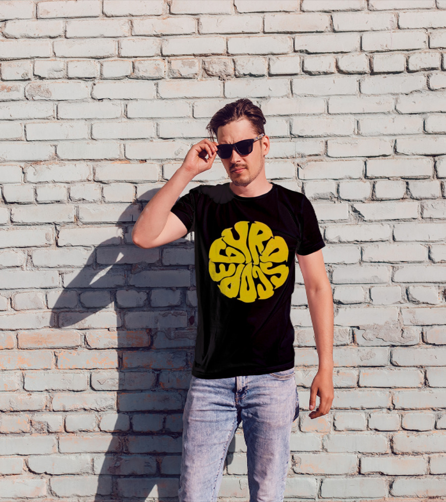 Gyroscope Liquid Logo Yellow Circular Text T-Shirt