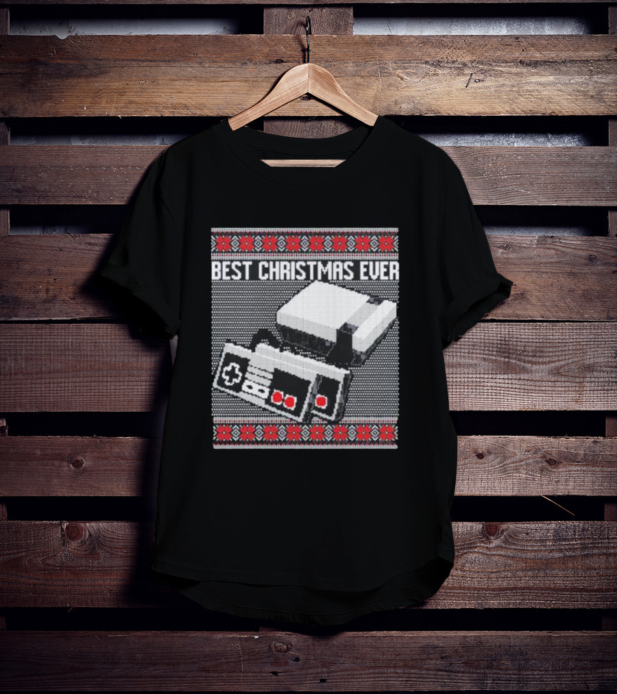 Best Christmas Ever Ugly Sweater NES Controller Retro Console T-Shirt
