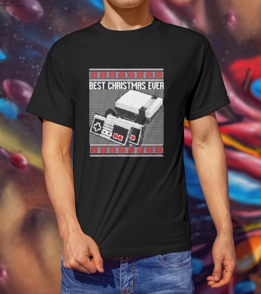 Best Christmas Ever Ugly Sweater NES Controller Retro Console T-Shirt