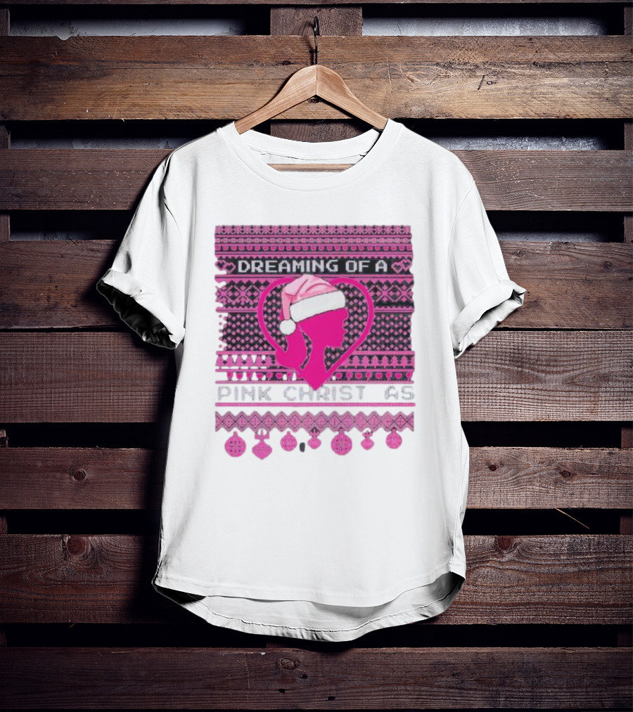 Dreaming Of A Pink Christmas Ugly Silhouette Santa Hat Ornaments T-Shirt