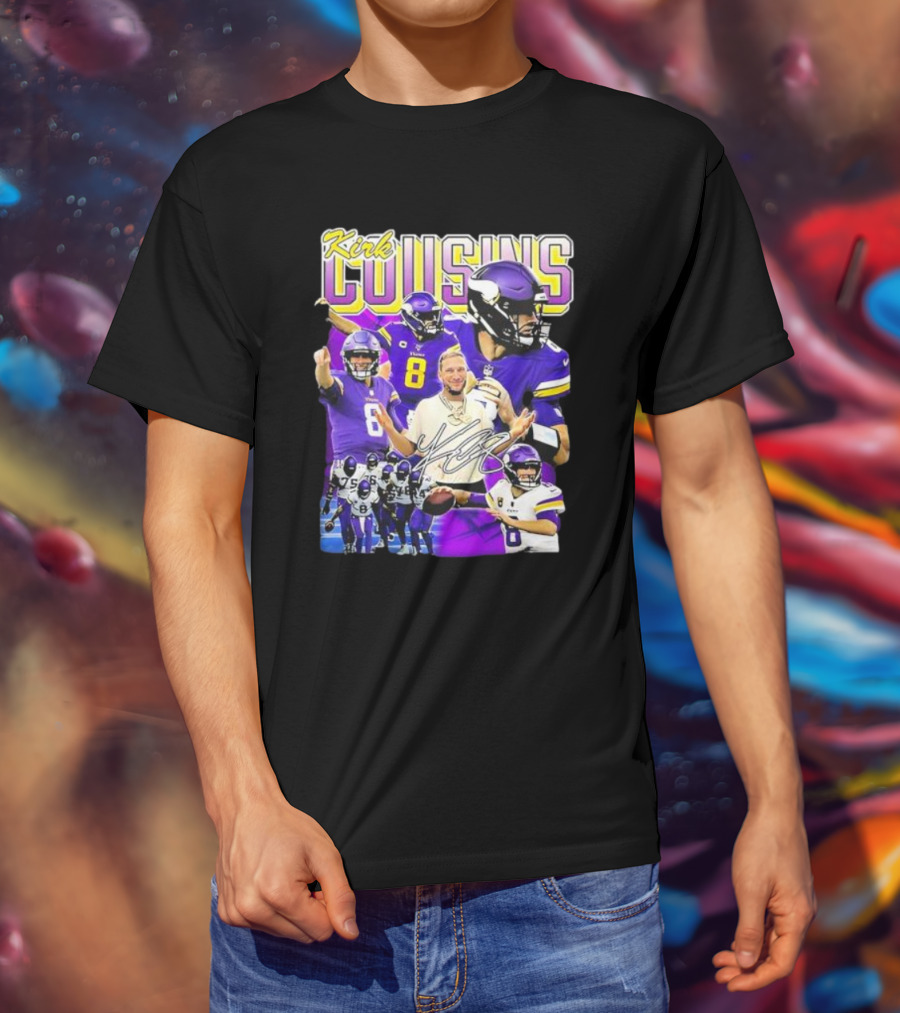 Kirk Cousins Minnesota Vikings Quarterback Number 8 Football Collage T-Shirt